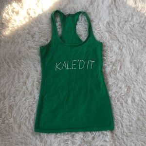 Green racer back tank top